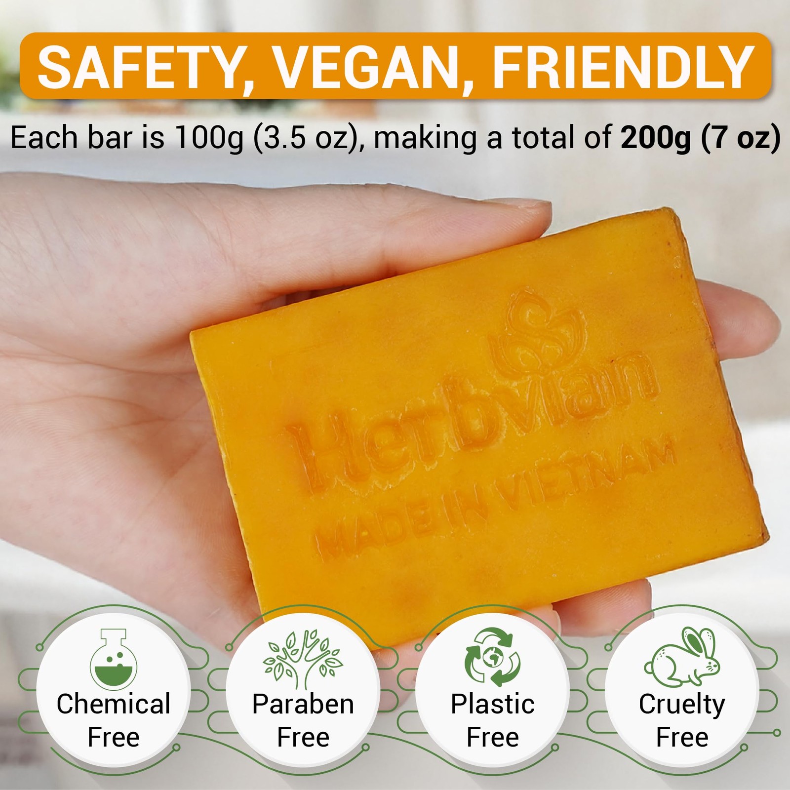 2 Pcs Vietnamese Natural Papaya & Turmeric Soap Bar, Turmeric Soap For & Body…