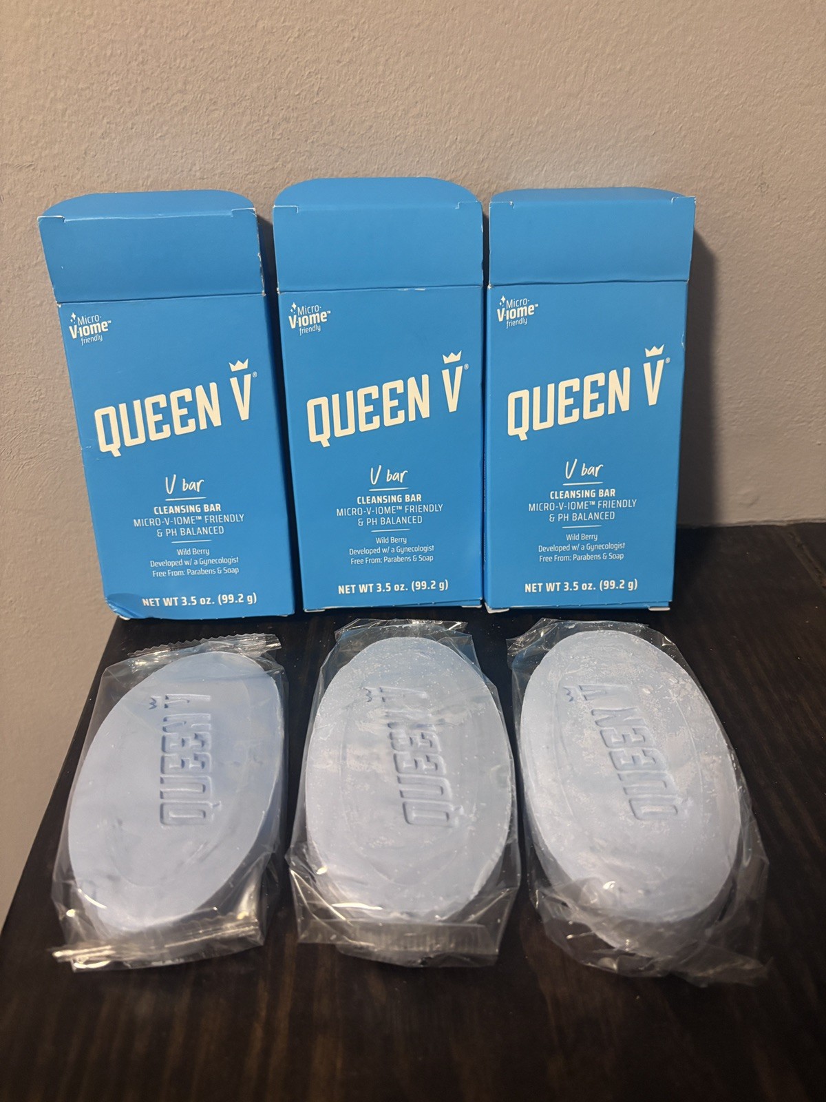 Queen V Cleansing Bar 3 Set V Bars WILD BERRY pH Balanced Soap 3.5oz Sealed NEW
