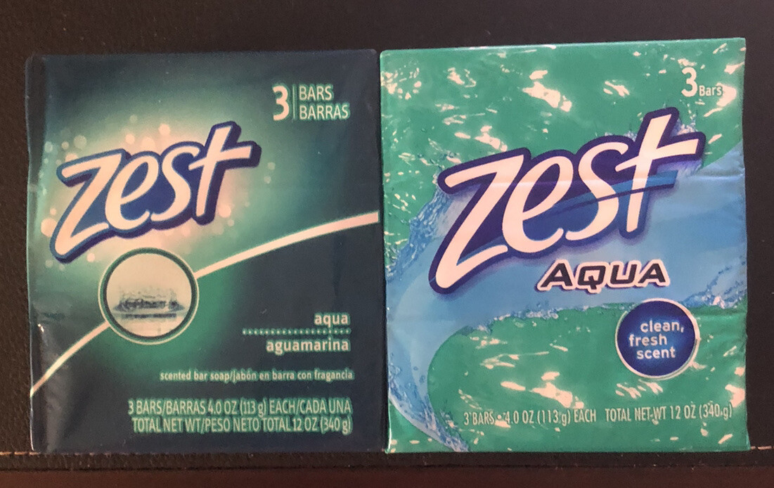 6 Bars Zest Aqua Soap 4 oz Each SHOWER & BATH Toiletry, 2 Packs of 3 Bar STOCKUP
