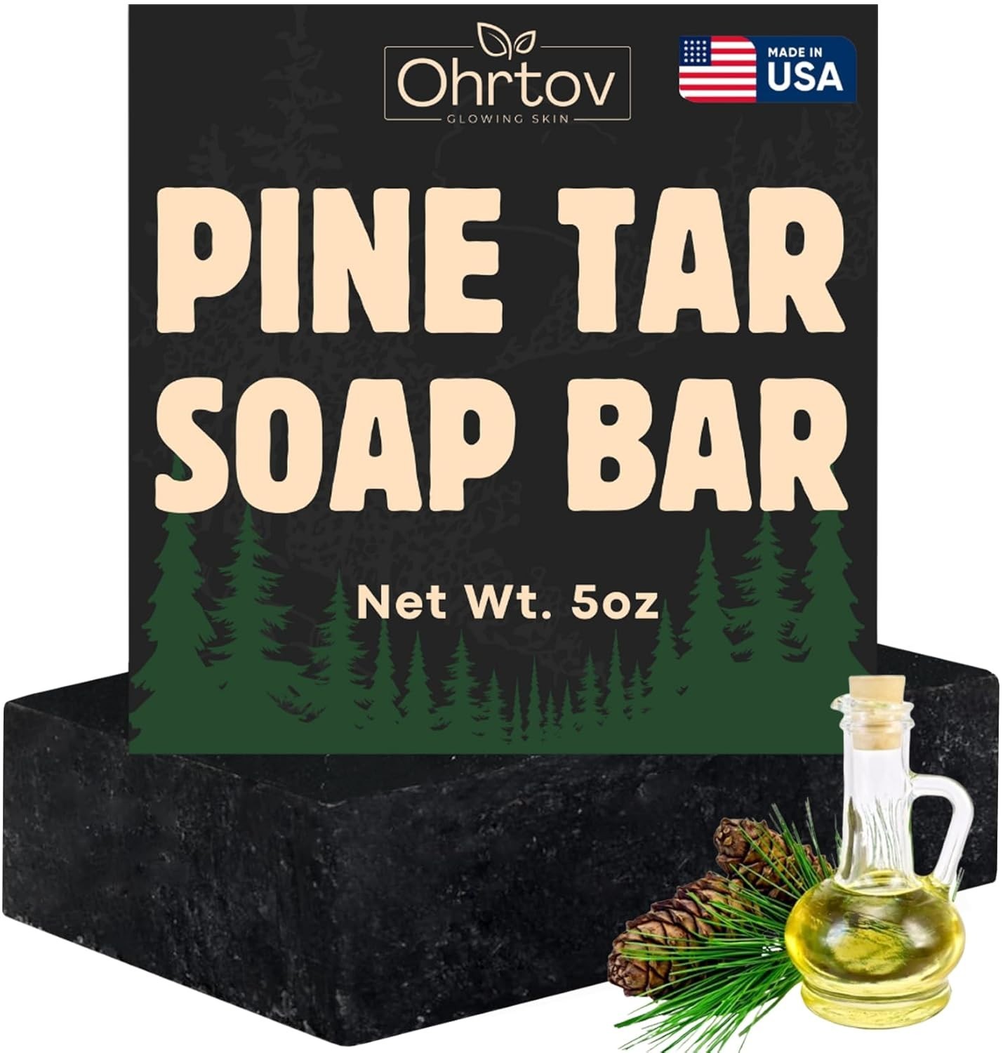 Earth-Based Pine Tar Soap – Cleansing Bar for Acne, Psoriasis & Skin Health
