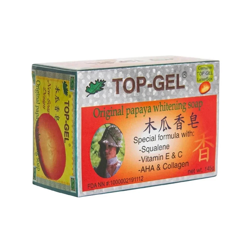 Top Gel Original Papaya Whitening Soap 145g ( X 4 )