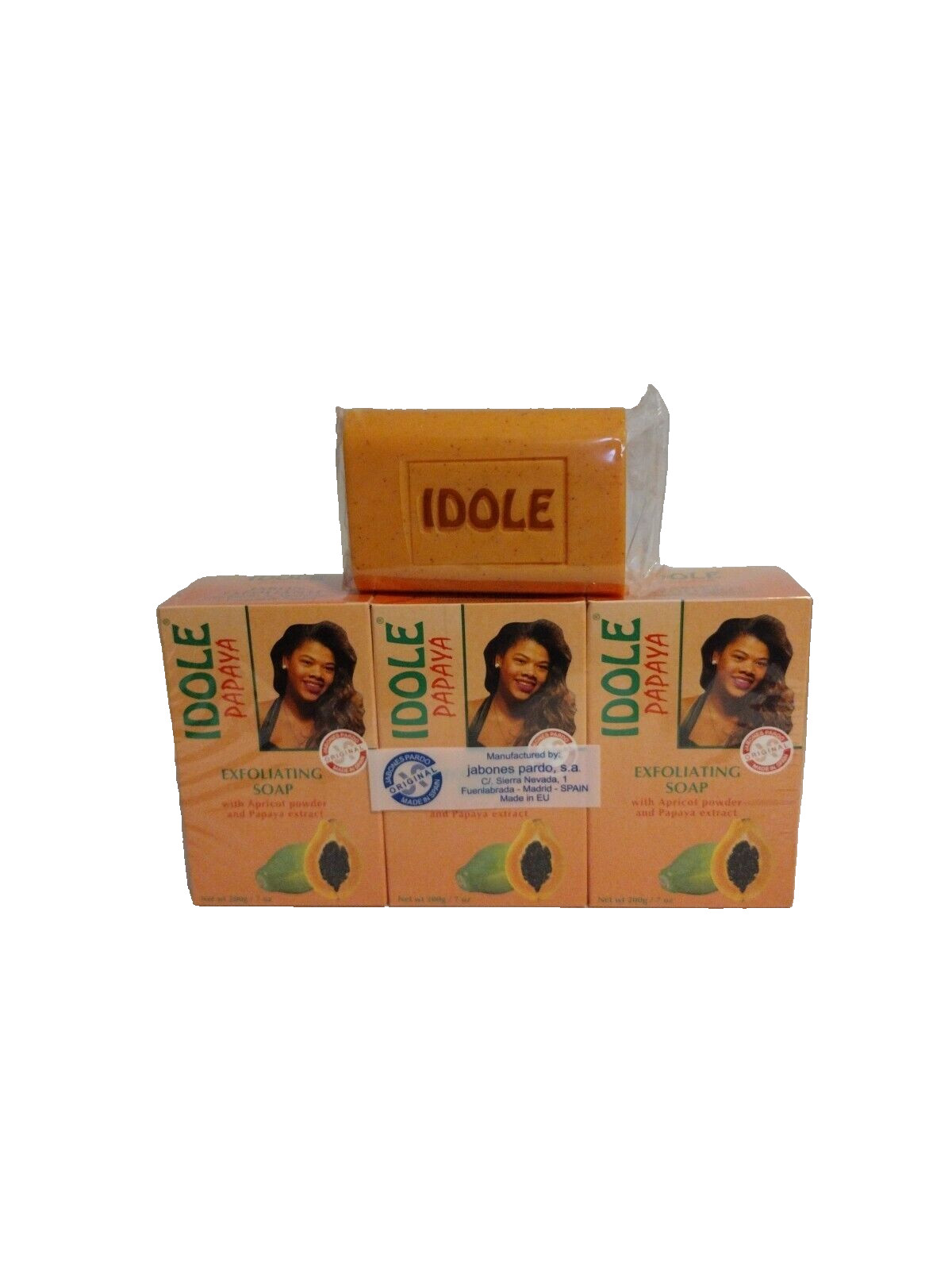 ID0LE Papaya Exfoliating Bar Soap with Apricot Powder 7 oz / 200 g Pack of 3