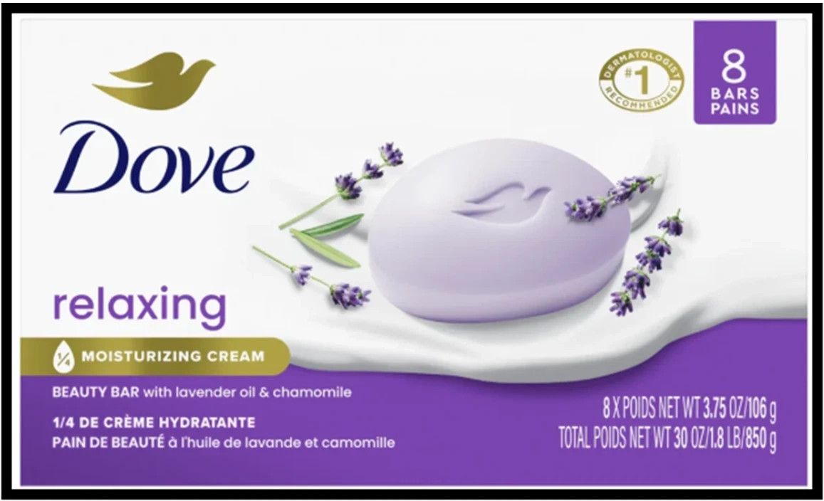 Dove Relaxing Lavender Beauty Bar with Lavender and Chamomile Scent 3.75 Oz