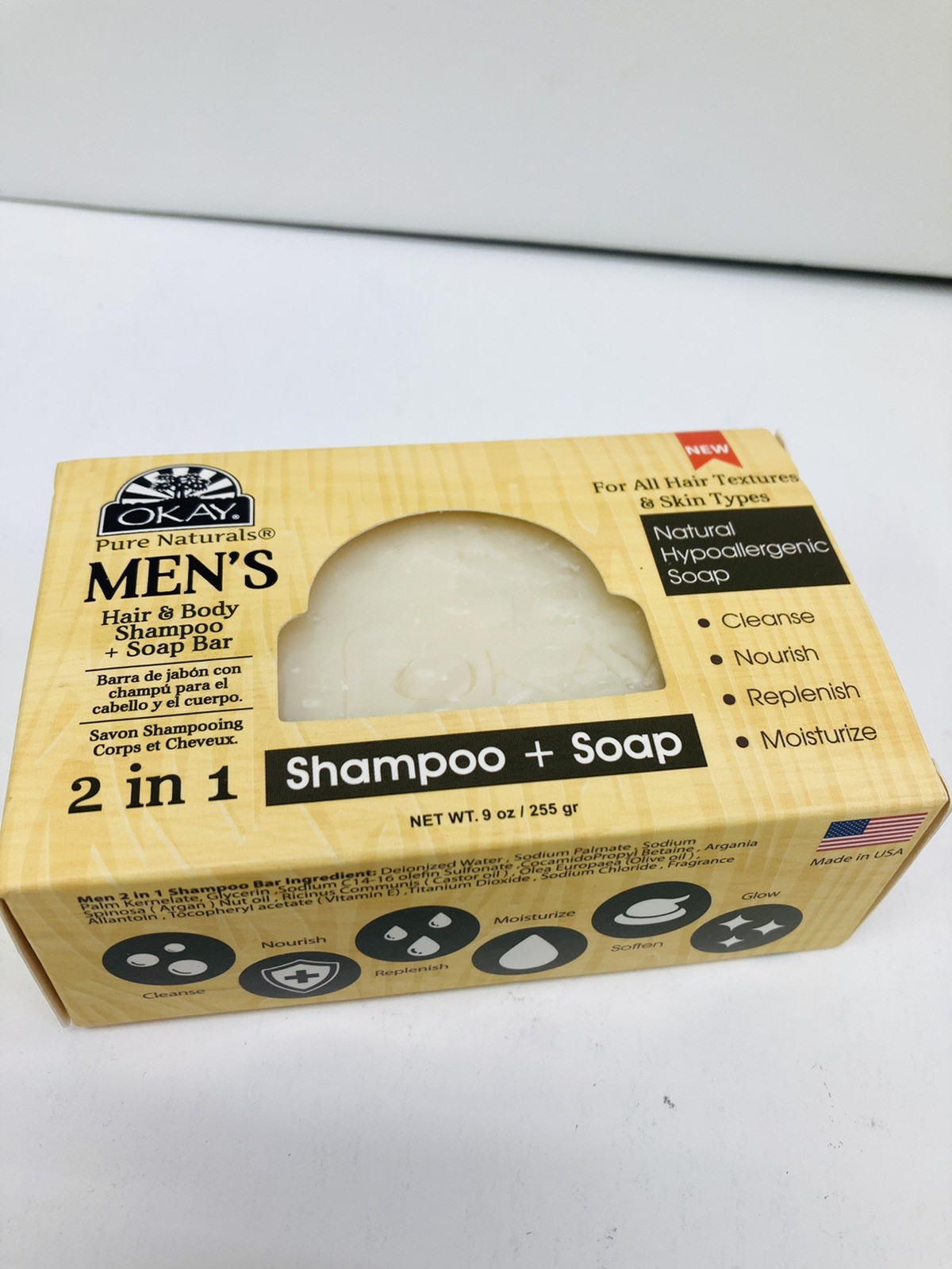 Okay Pure Naturals Men’s 2 In 1 FRESH Shampoo + Soap 9 Oz Lot of 3