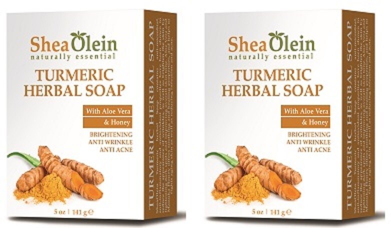 2 Pack – Shea Olein Turmeric Herbal Soap 5oz Bars