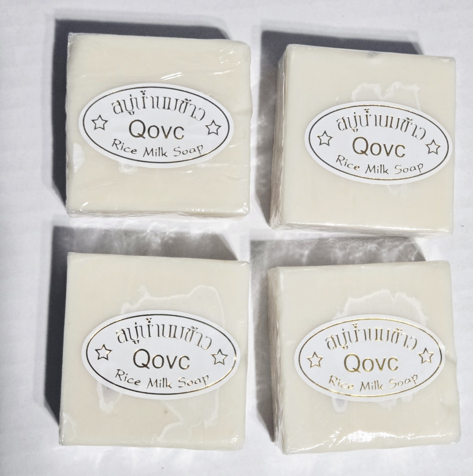 Lot of 4 Qovc Rice Milk Soap Bars 65g Glutathione Collagen Moisturizing Soap