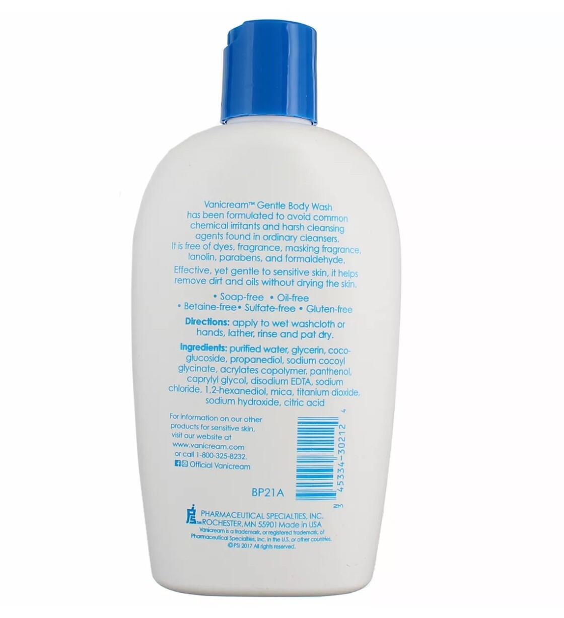 2 Pack Vanicream For Sensitive Skin Gentle Body Wash, 12 fl oz