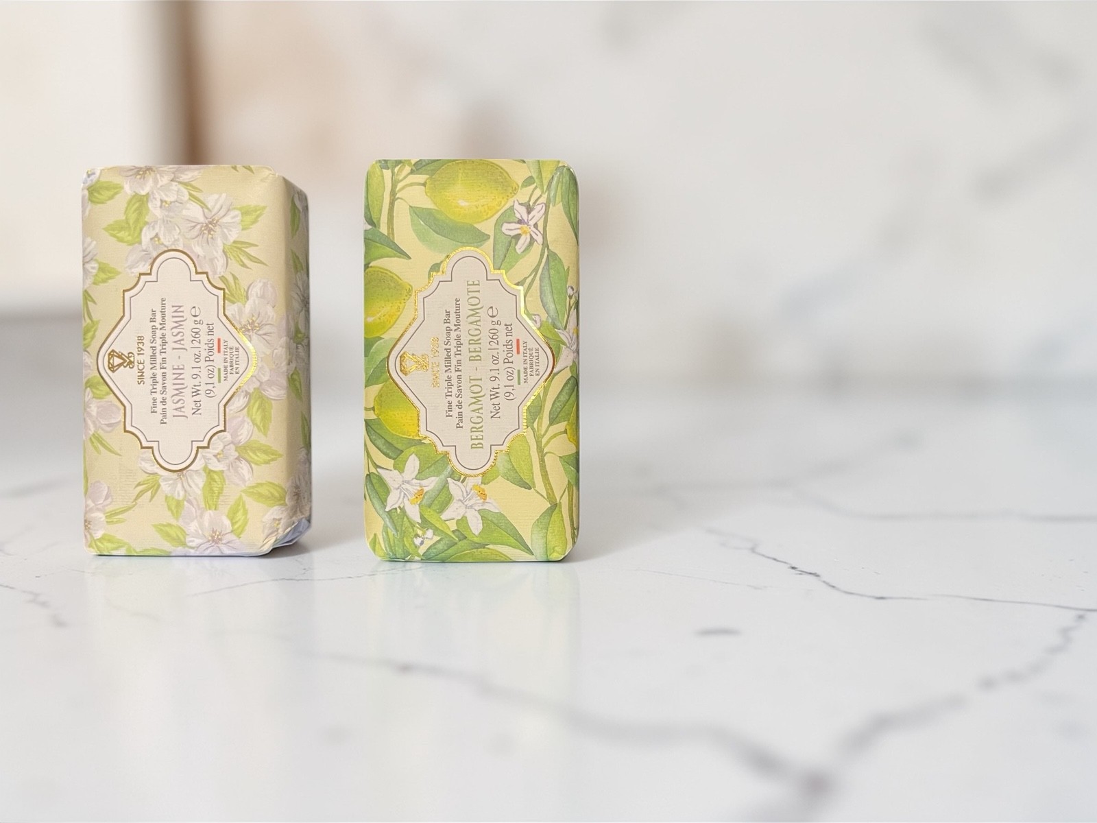 Zeni Jasmine & Bergamot Soap 2 Pack 9.1 oz Each |Floral Citrus Bar Soap Gift Set