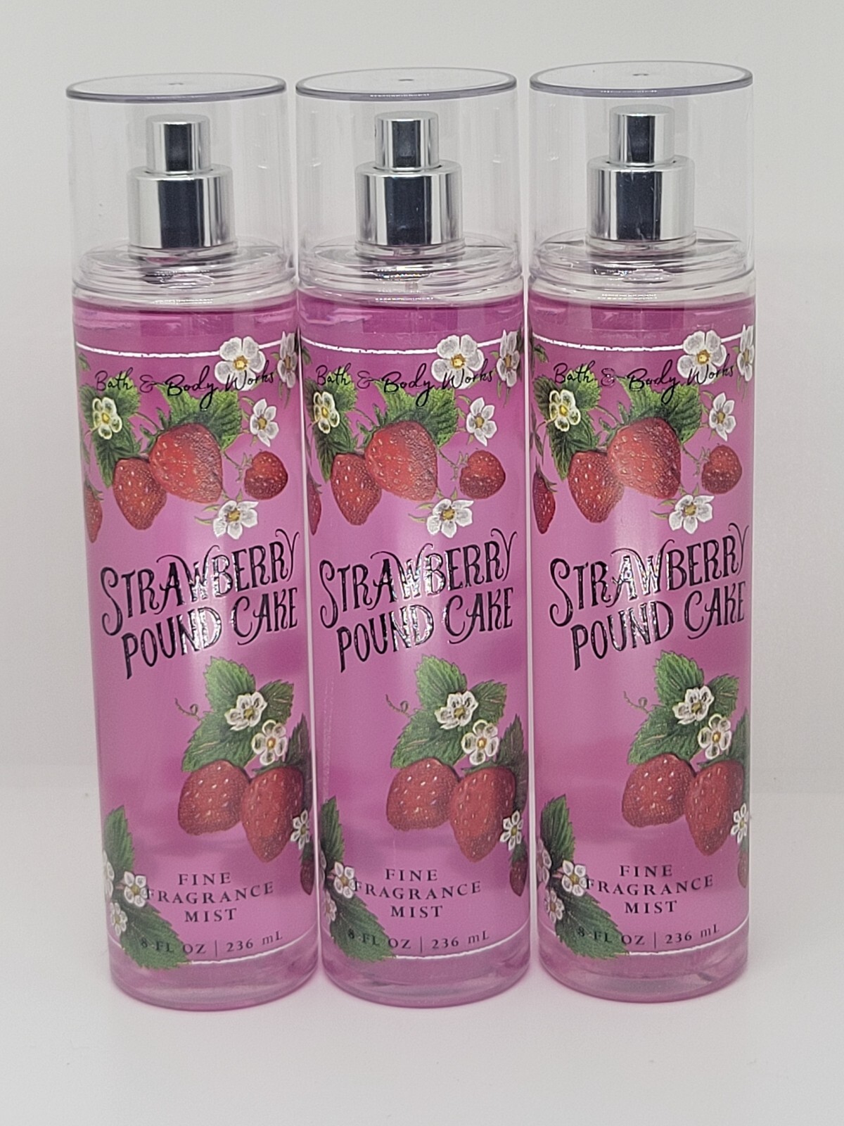 Bath Body Works Strawberry Pound Cake Fine Fragrance Mist x3