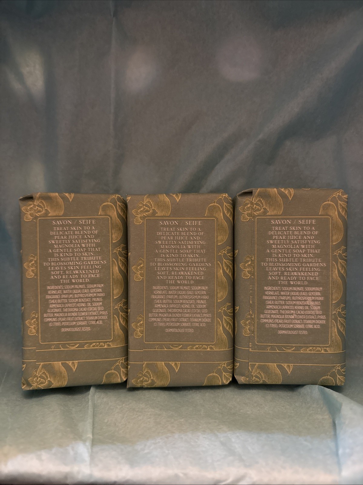 Crabtree Evelyn Pear & Pink Magnolia Bar Of Soap 5.5 Oz Lot Of Three USA Made