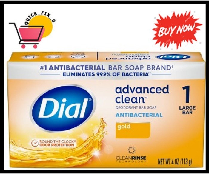 Dial Antibacterial Deodorant Bar Soap, Advanced Clean, Gold, 4 oz, 1 Bar