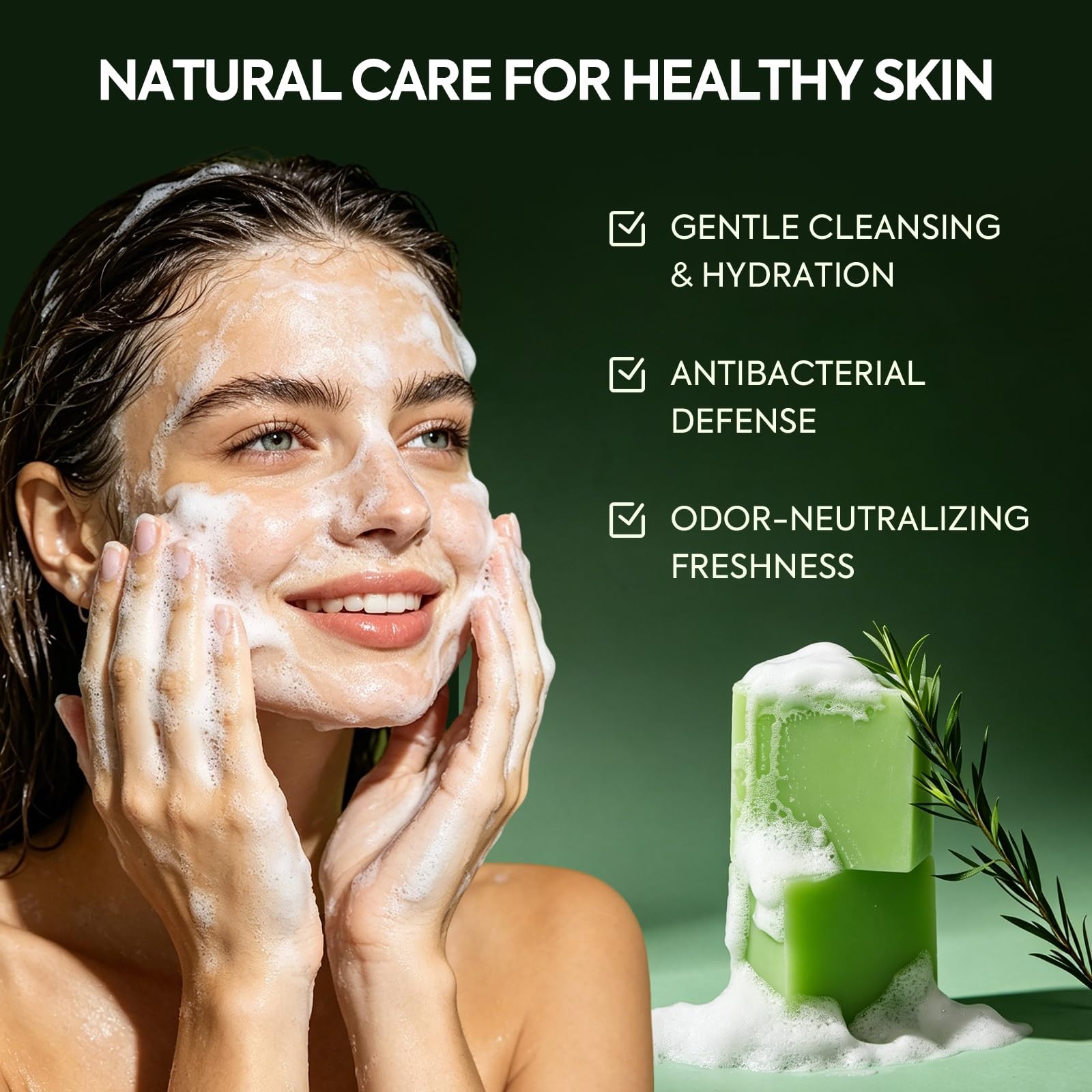 Tea Tree Soap for Itchy Skin, Natural Antifungal Soap Bar for Odor, Fungus, R…