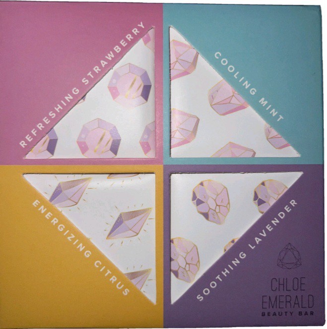 Chloe Emerald Beauty Bar Luxury Soap Set Strawberry Mint Citrus Lavender 4-piece
