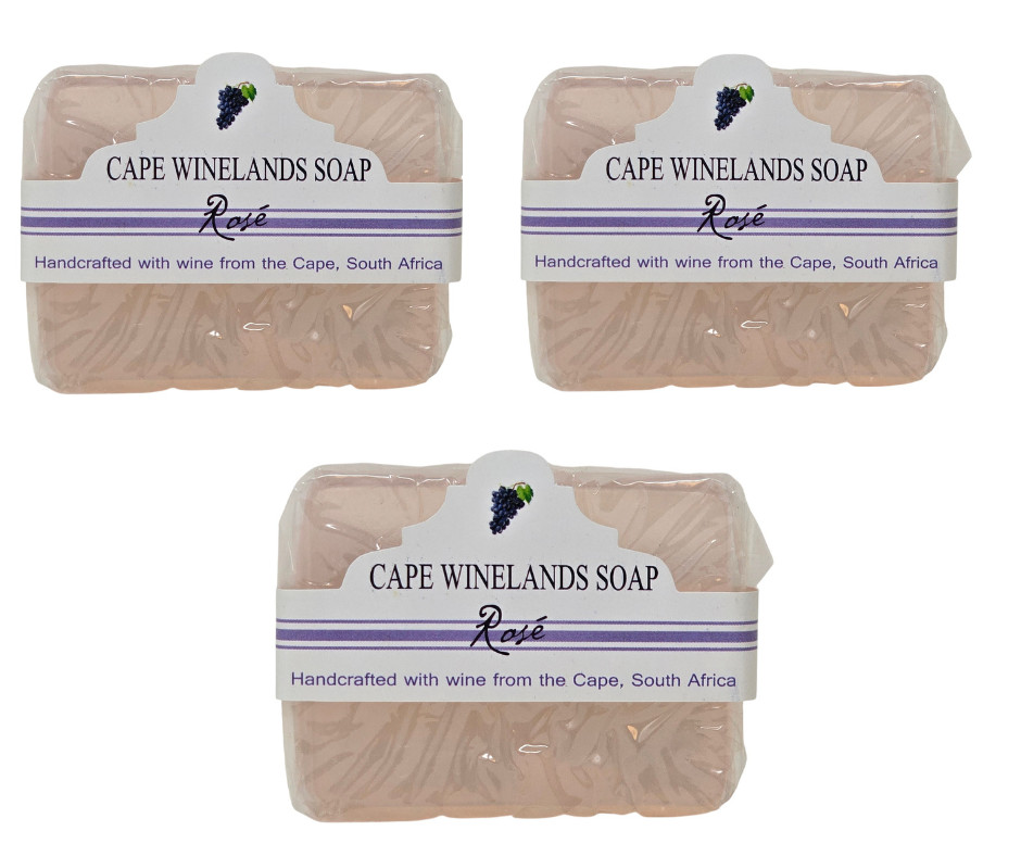 Cape Winelands Rosé Wine Soap Bar Lot of 3 Handmade South Africa Gift Soap