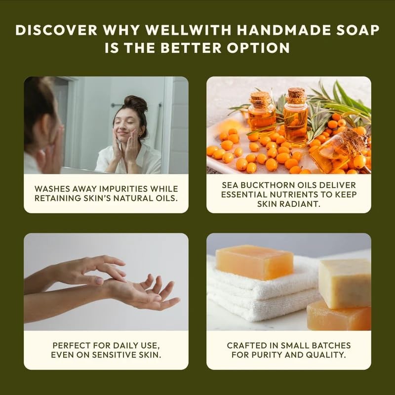 Wellwith by Ayuzera Sea Buckthorn Natural Soap Bar (100gm Pack of 3)