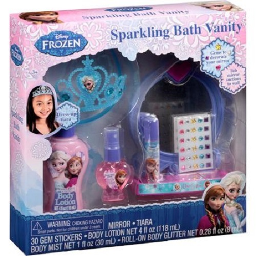 Disney Frozen Sparkling Bath Vanity with Tiara and Sticker Earrings Lotion