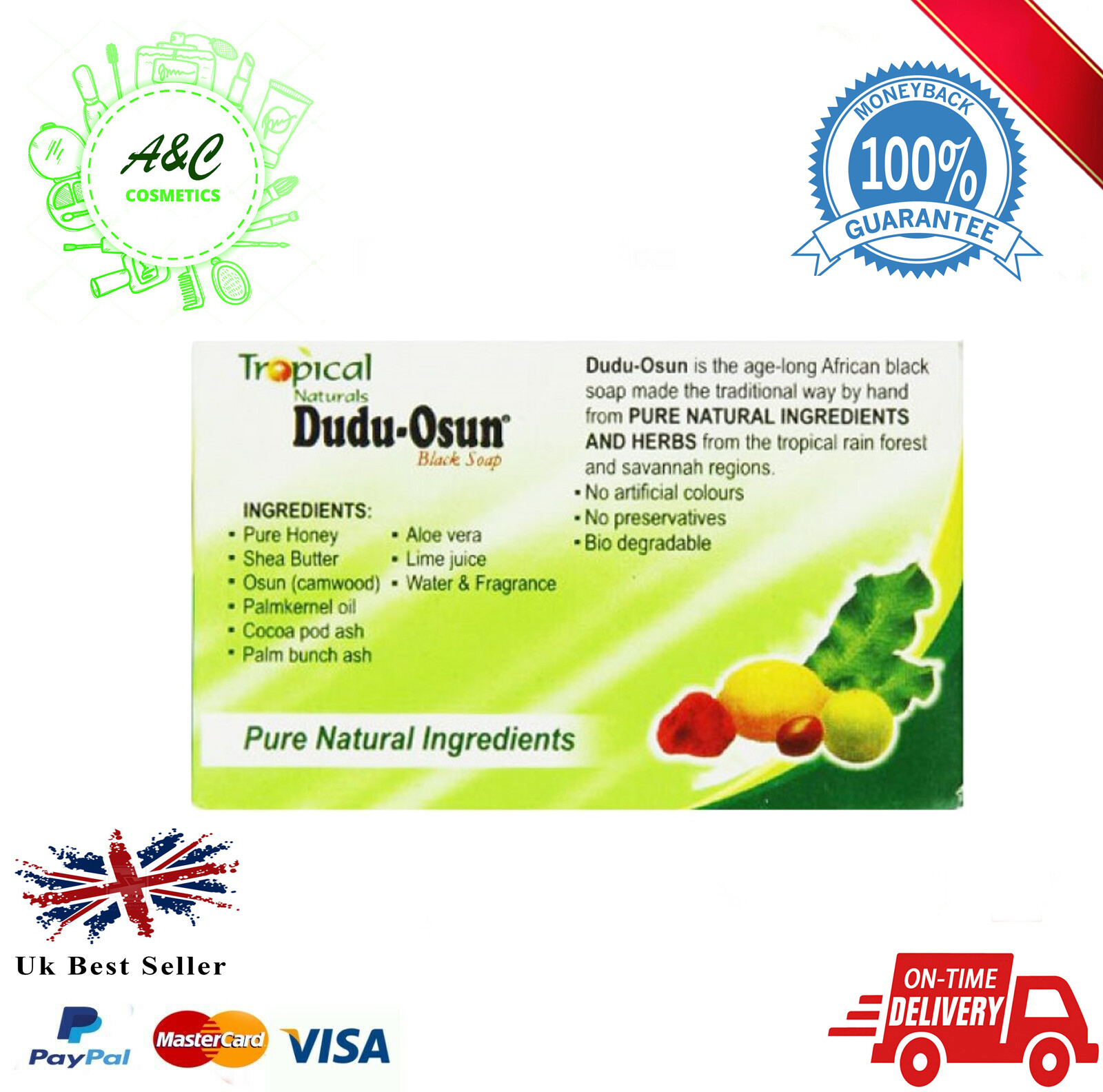 Dudu Osun Tropical Naturals African Black Soap Psoriasis,Eczema,Acne,Fungus 150g