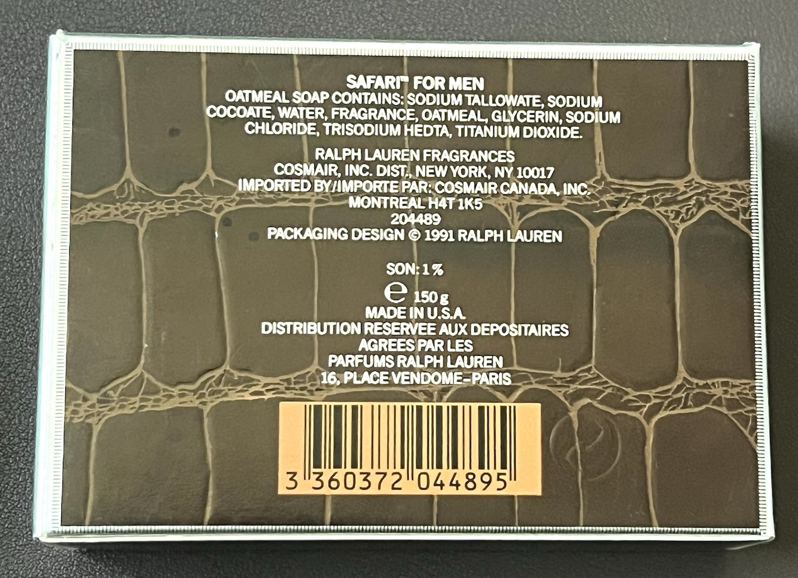 Ralph Lauren SAFARI For Men Oatmeal Soap 5.3 oz / 150 g – New in Box