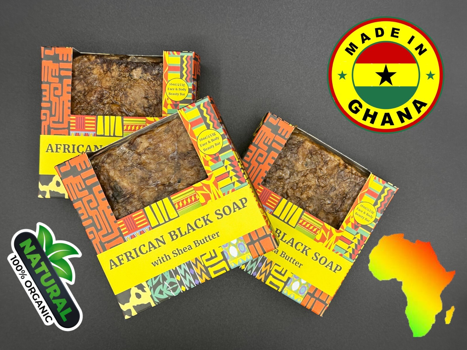 3 x 1 lb Raw African Black Soap Bar 100% Pure Natural Organic Ghana Bulk BEST !
