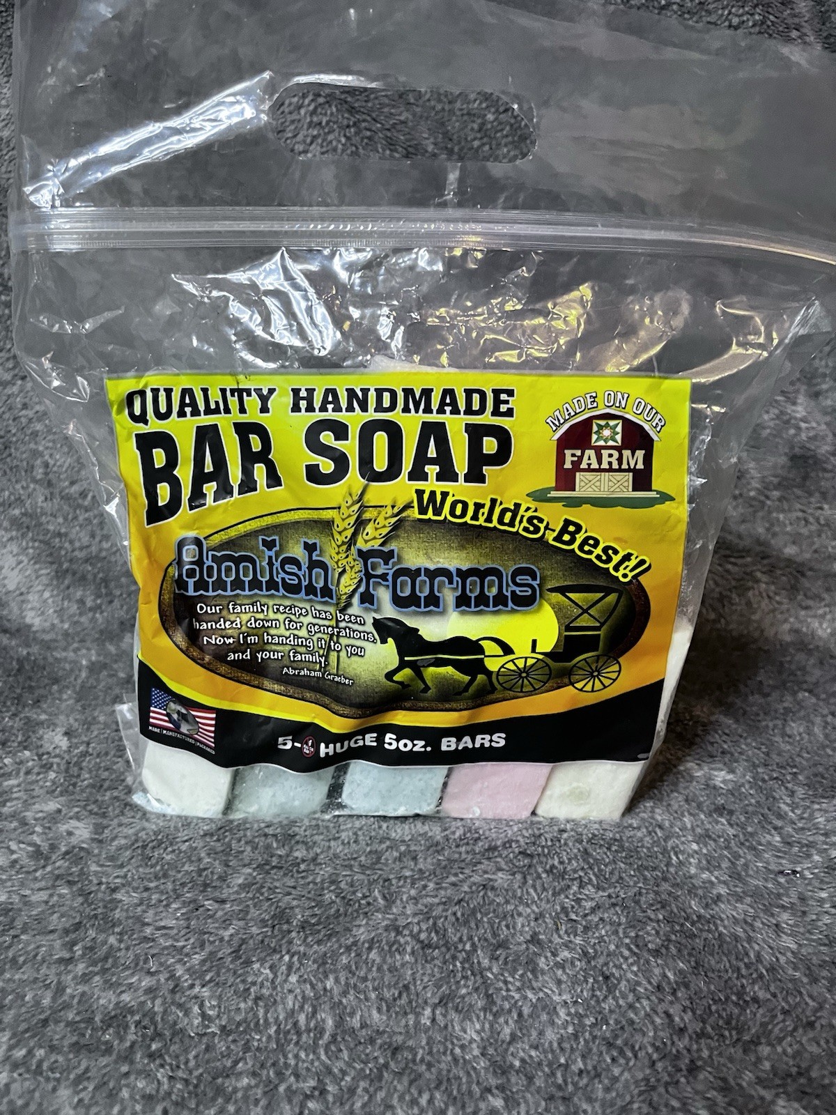 Amish Farm Bar Soap (Pack of 6) Scented Color May Vary In Hand
