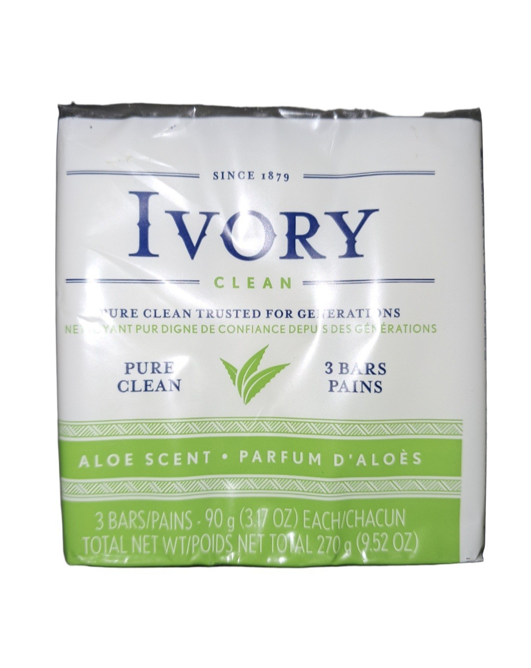 💚 IVORY 💚 (3-BARS) 3.17 Oz 🫧 ●NOTES OF ALOE● 99% Pure Safe Clean & Simple 🫧•