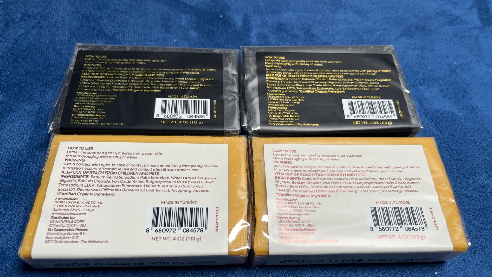 LOLE Raw Shea Butter Soap and African Black Soap 4 Pack New Sealed