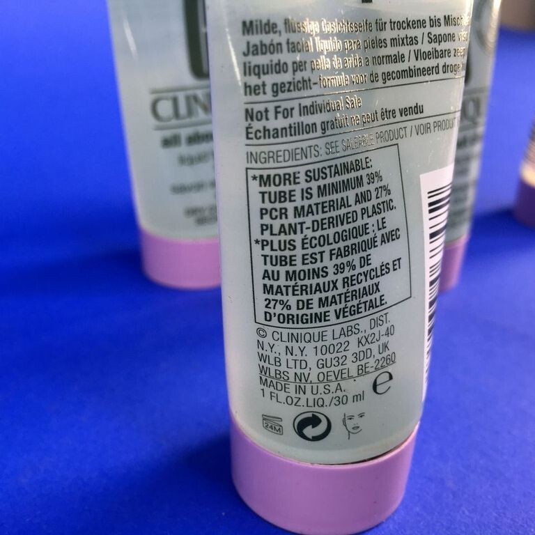 Clinique All About Clean Liquid Facial Soap Mild Dry Combination 1 oz (Lot of 5)