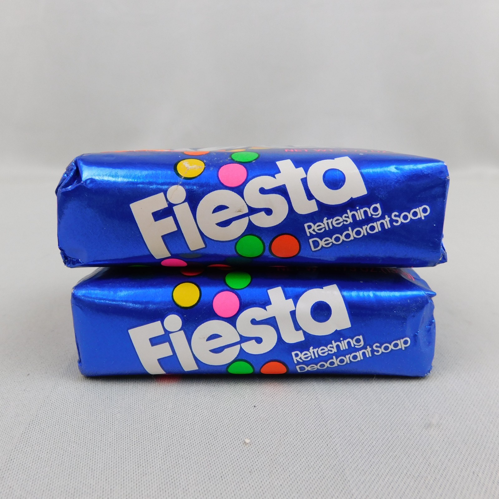 2 Bars Vintage NOS Jergens Fiesta Blue 4.75oz Refreshing Deodorant Soap #A272