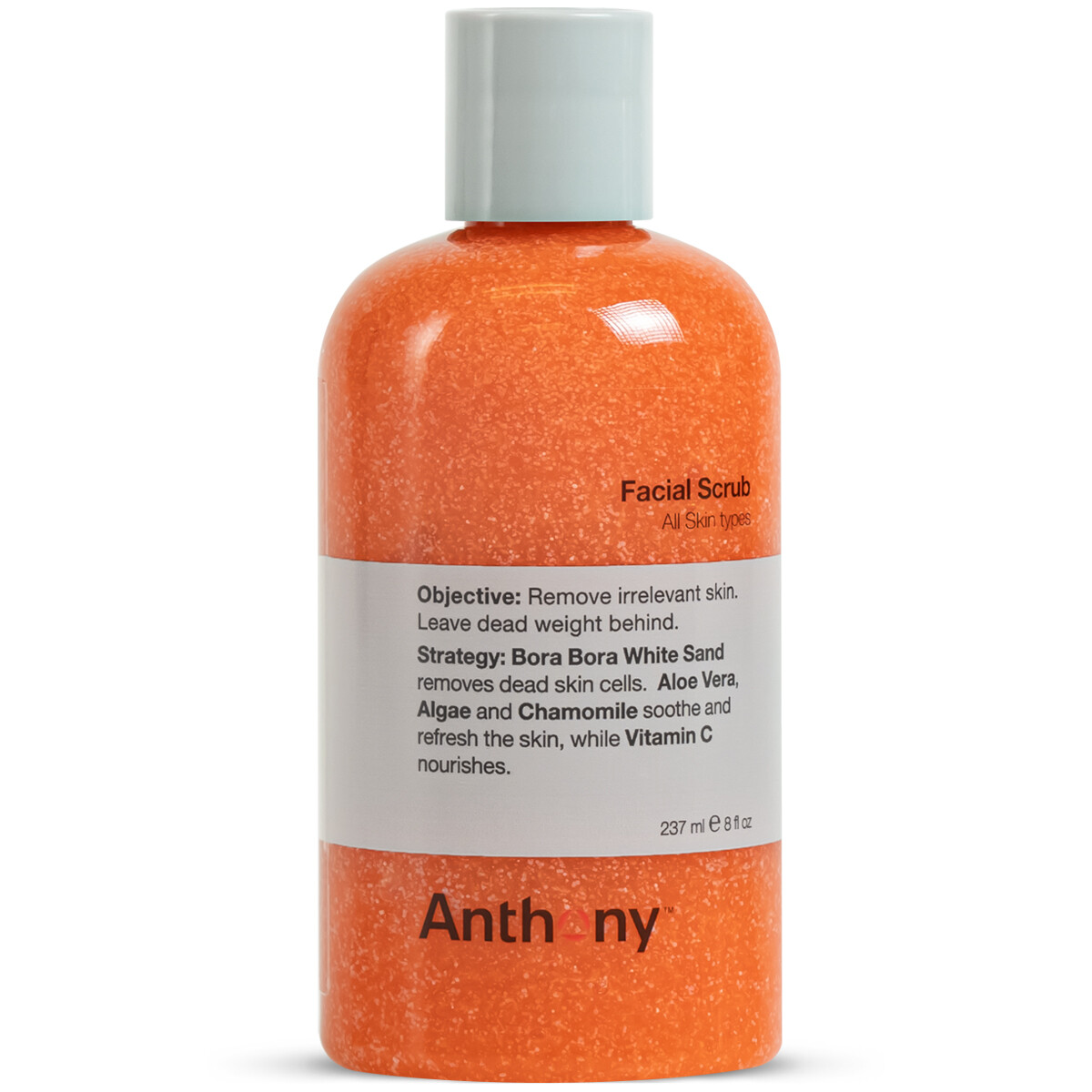 Anthony Facial Scrub, 8 Fl Oz, Contains Aloe Vera, Sand, Algae, Chamomile.