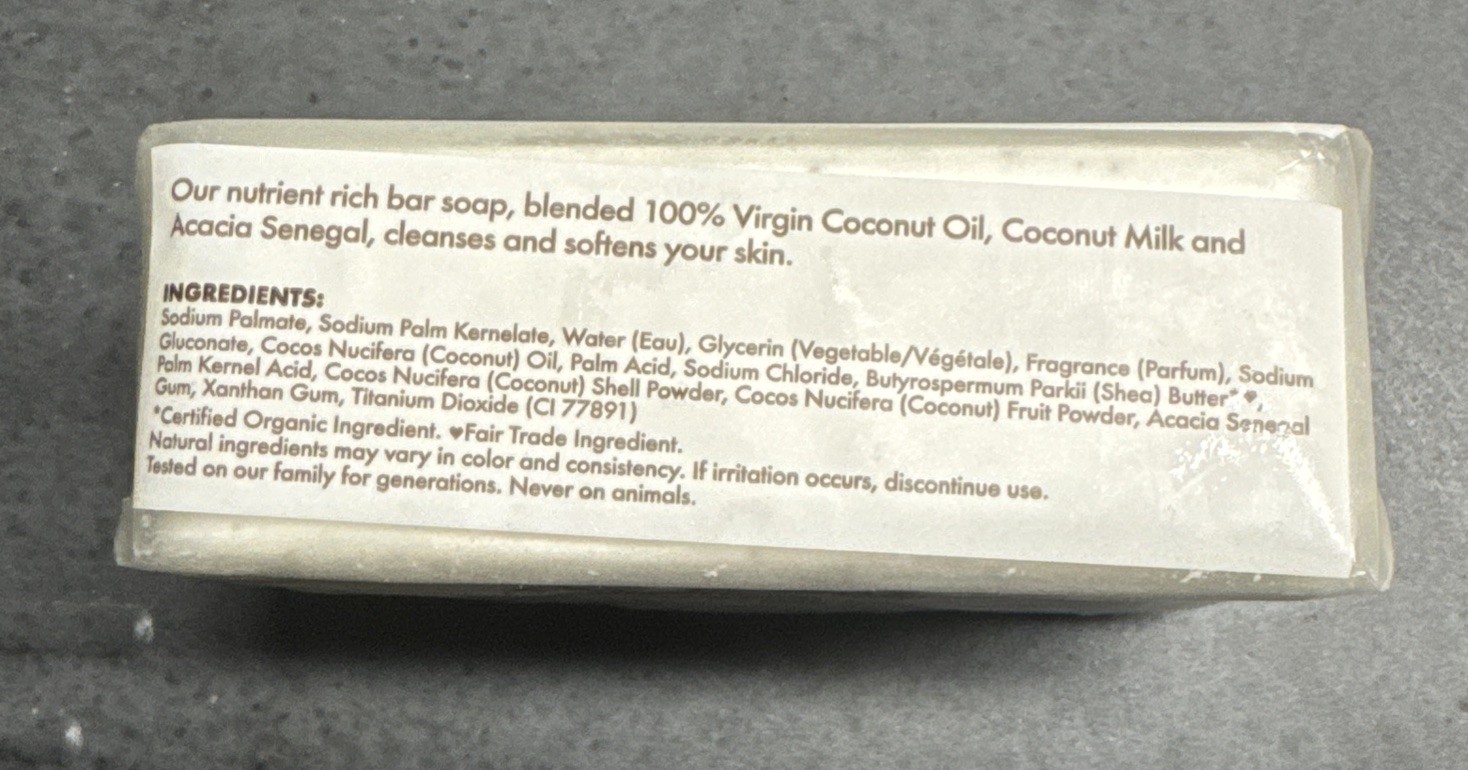 Shea Moisture 100% Virgin Coconut Oil W/ Coconut Milk & Acacia Bar Soap 8 oz