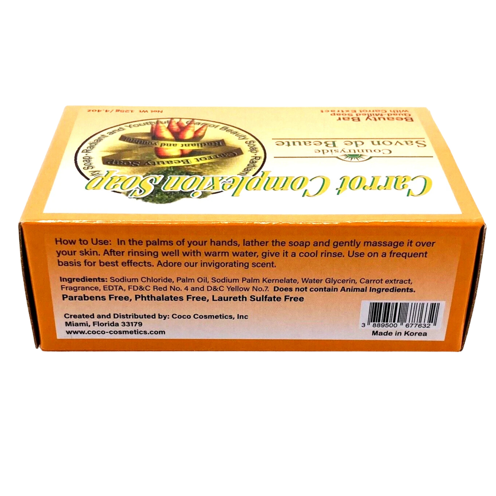 6x Carrot Extract Bar Soap Helps Cleanse Pores & Improve Skin Tone 4.4 oz