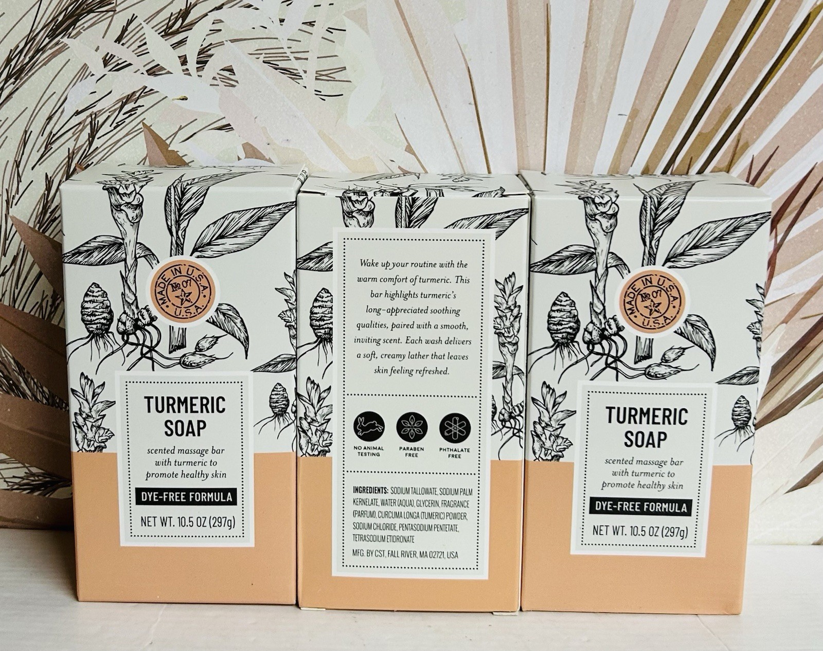 3-Pack Turmeric Bar Soap Dye-Free Formula 10.5 oz Each