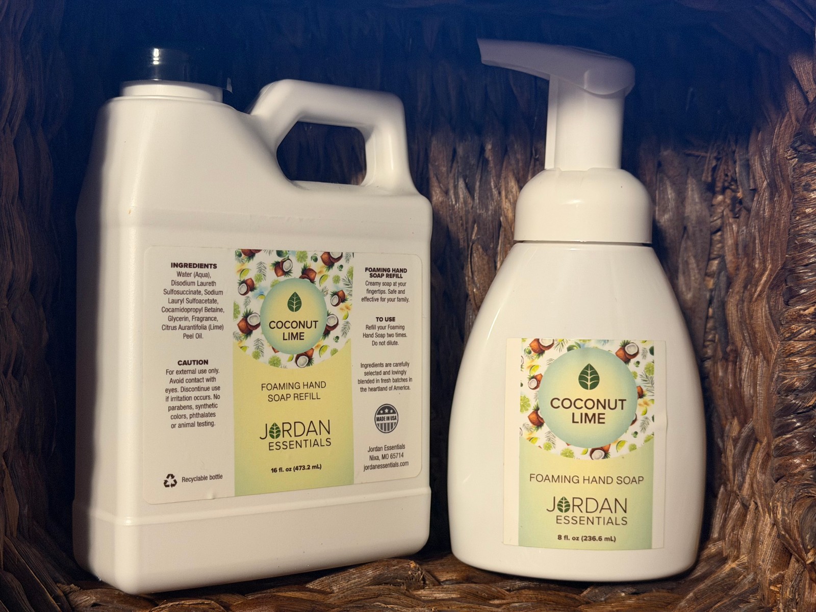Jordan Essentials – Coconut Lime – 8oz Foaming Hand Soap & 16oz REFILL – UNOPEN!