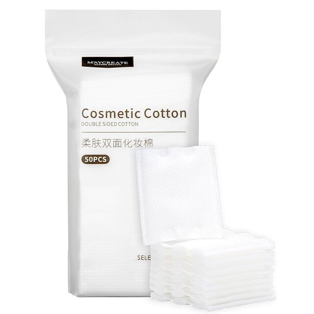 50Pcs/Bag Double-Sided 3 Layer Cotton Pad Disposable Soft Cotton Pad, Make-Up Re