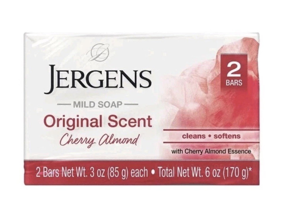 Lot of 6-two packs (12 bars) of Jergens Cherry Almond Mild Soap Original Scent