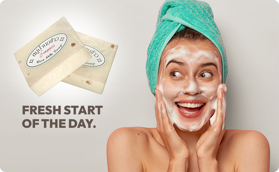 Thailand Rice Milk Soap Bar Original Handmade Gluta Collagen For Face and Body