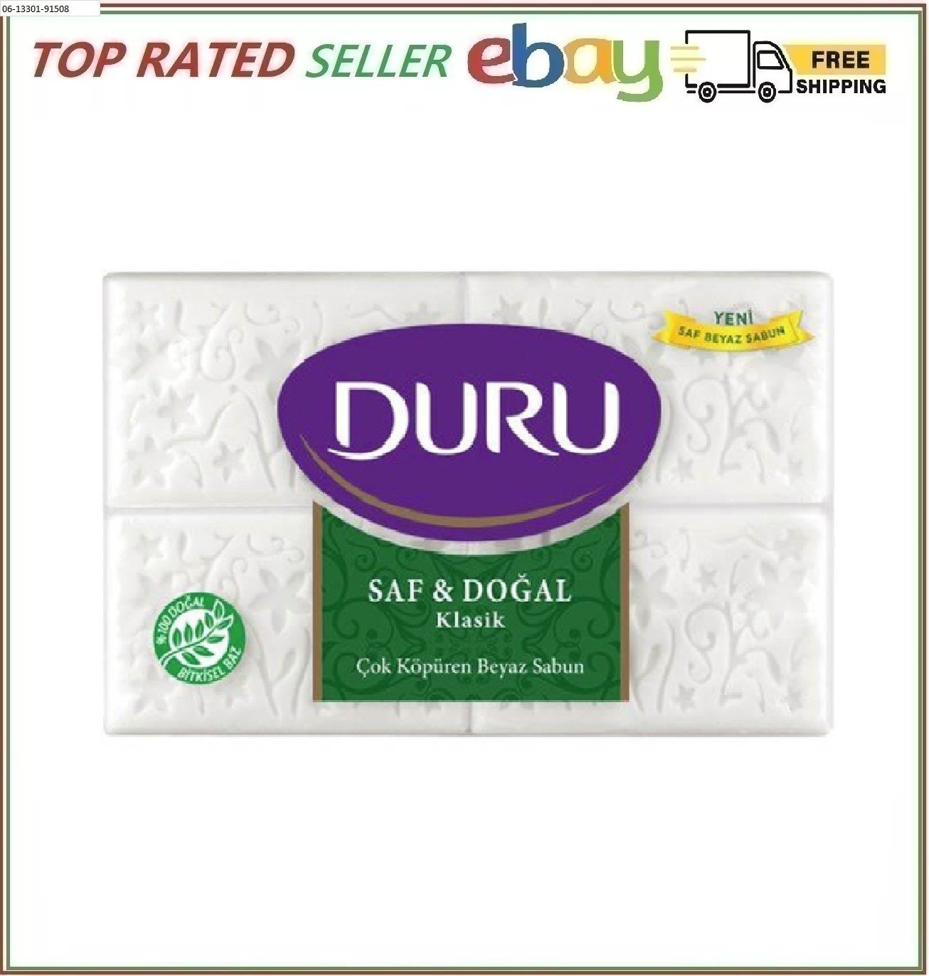 Duru CLASSIC Pure and Natural Bath Soap 6.17oz x 4 Bars (total 600g)