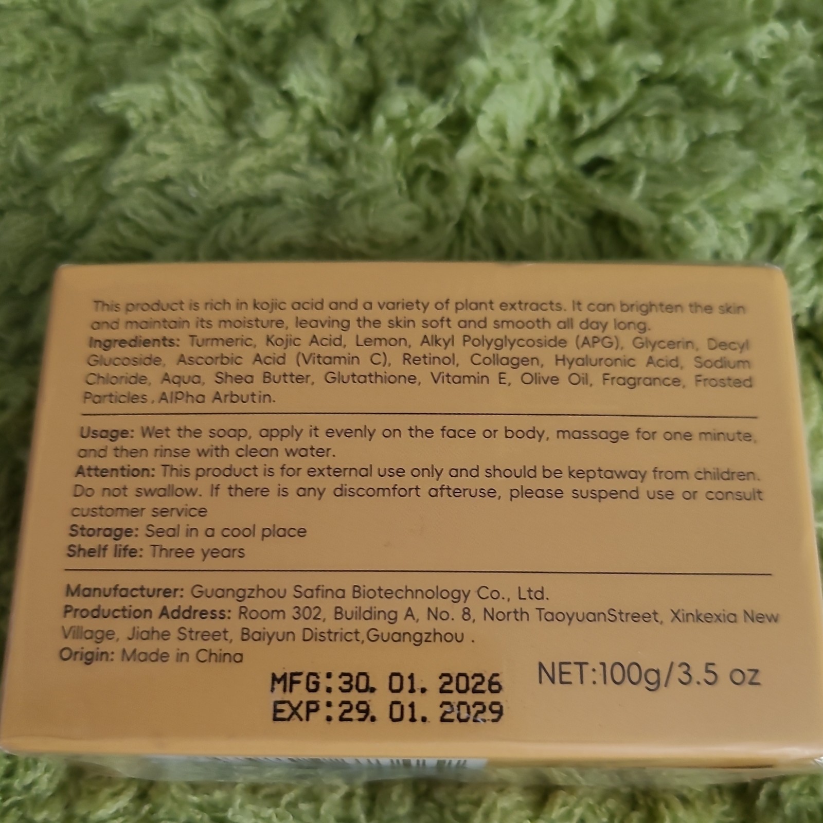 Kojic Acid Turmeric Brightening Soap Vitamin C Alpha Arbutin Vegan 3.5 oz