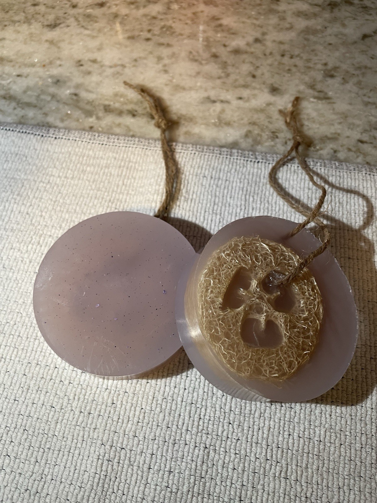 All Natural Luffa Soap Bar Handmade w Jute String, Essential Oils Goat Milk