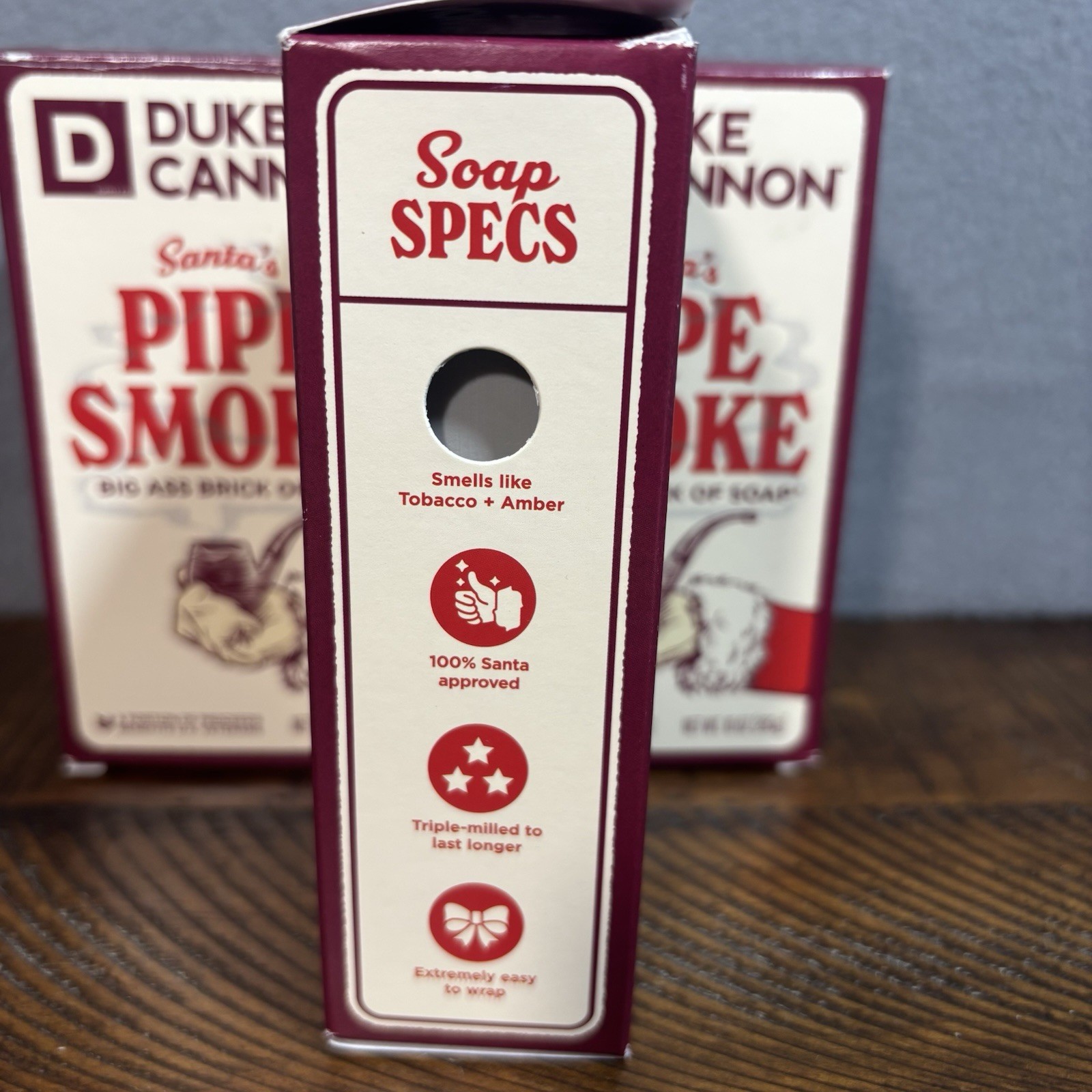 3 Pack Duke Cannon Santa Pipe Smoke Scent Big Brick Of Soap 10oz Tobacco Amber￼