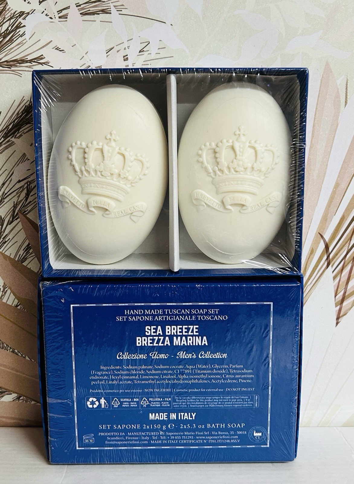2-Pack Saponificio ~ Sea Breeze Vegetable Bath Soap 4 Bars 5.3 oz Each