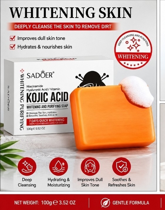 SADOER Kojic Acid Whitening & Purifying Soap Bar 100g