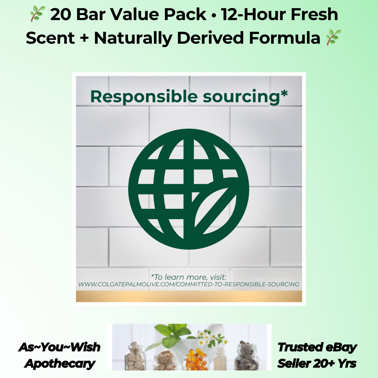 Irish Spring Men’s Bar Soap 20 Count 4oz Each Original Clean – NO SHIP TO CA