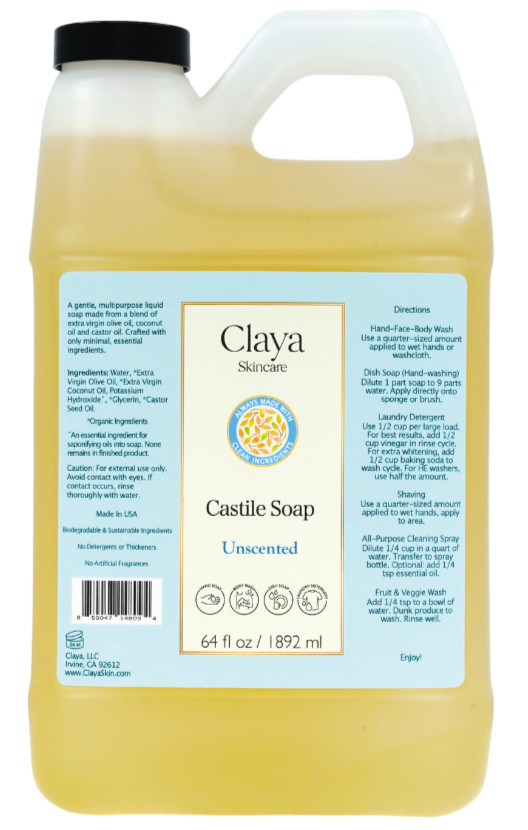 Liquid Castile Soap – Gentle For Sensitive Skin, Made From Organic Oils