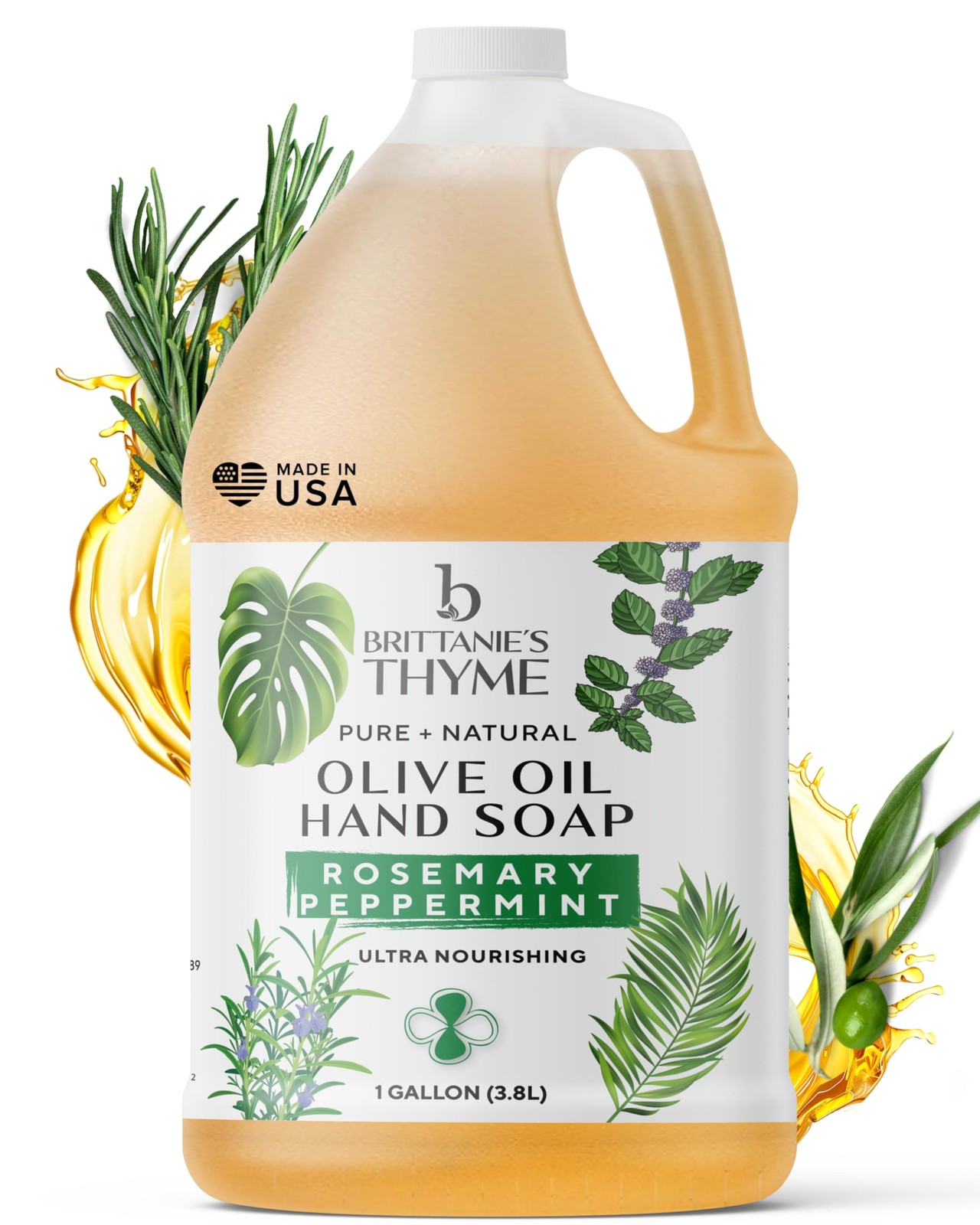 Brittanie’s Pure Organic Castile Liquid Olive 128 Fl Oz (Pack of 1), Clear