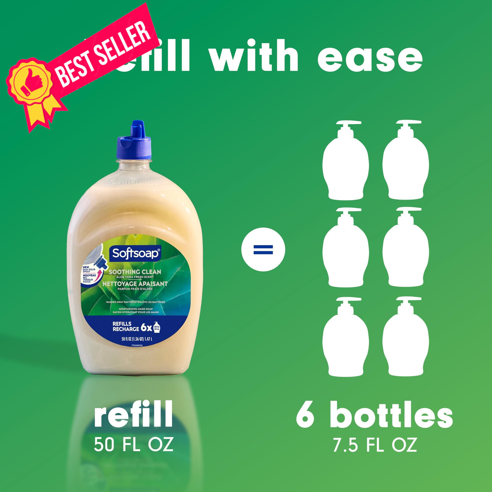 Softsoap Soothing Clean Liquid Hand Soap with New Easy 50 Fl Oz (Pack of 1)