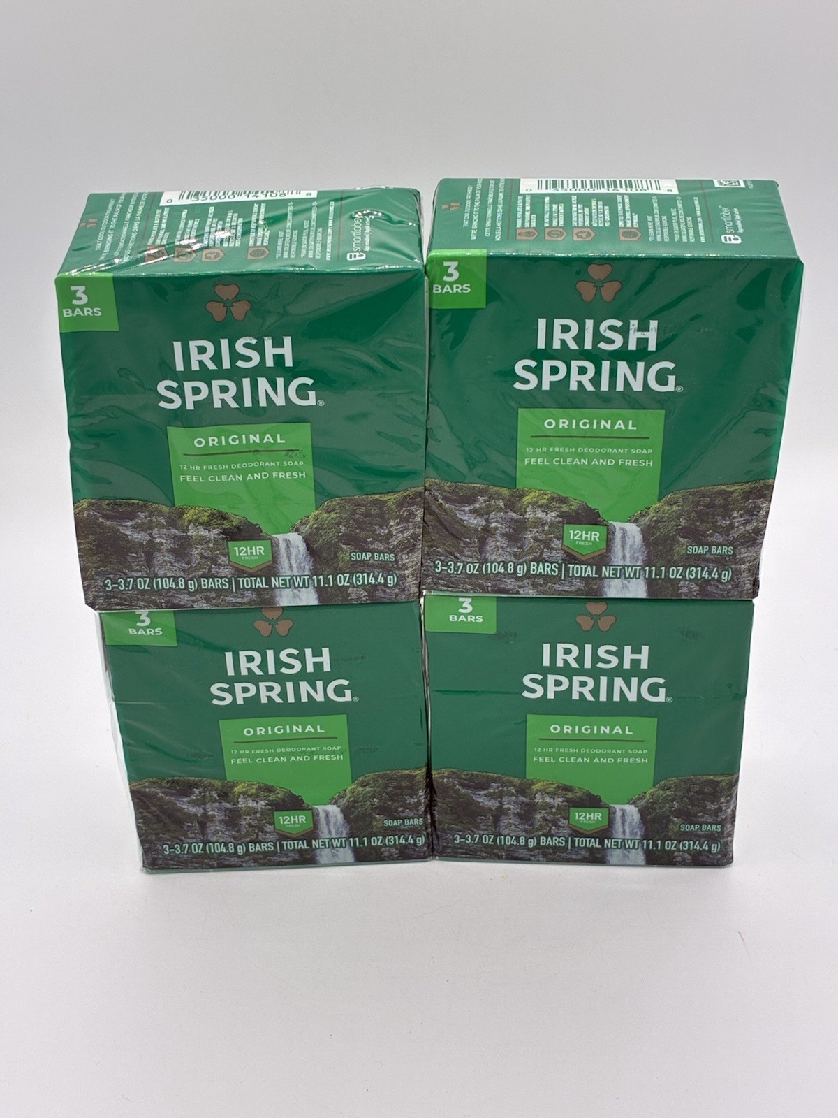 Lot of 4 Irish Spring Original Deodorant Bar Soap 3-Packs Total 12 Bars 3.7oz