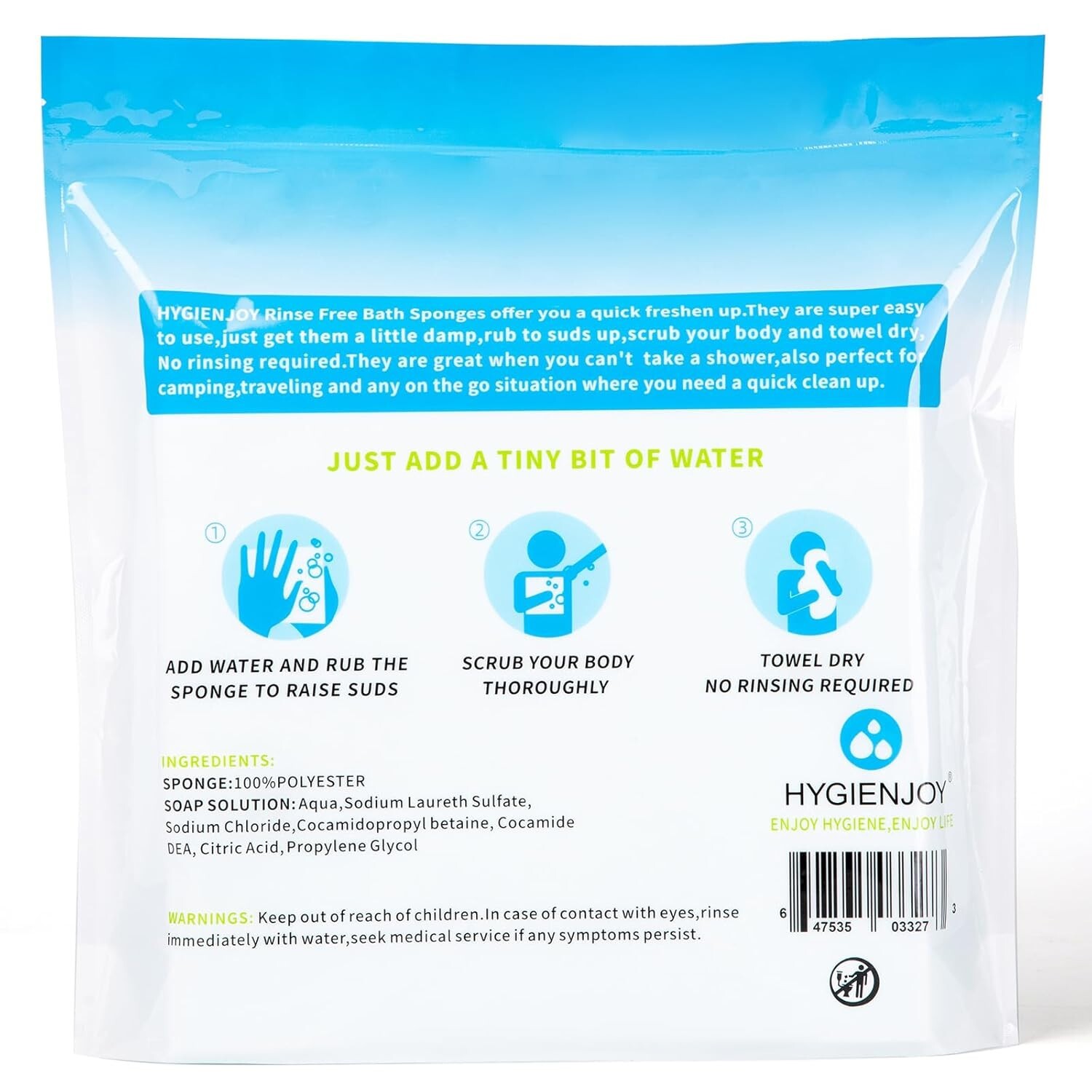 HYGIENJOY-21% Larger,No Rinse Bathing Wipes for Adults – (25 pack)