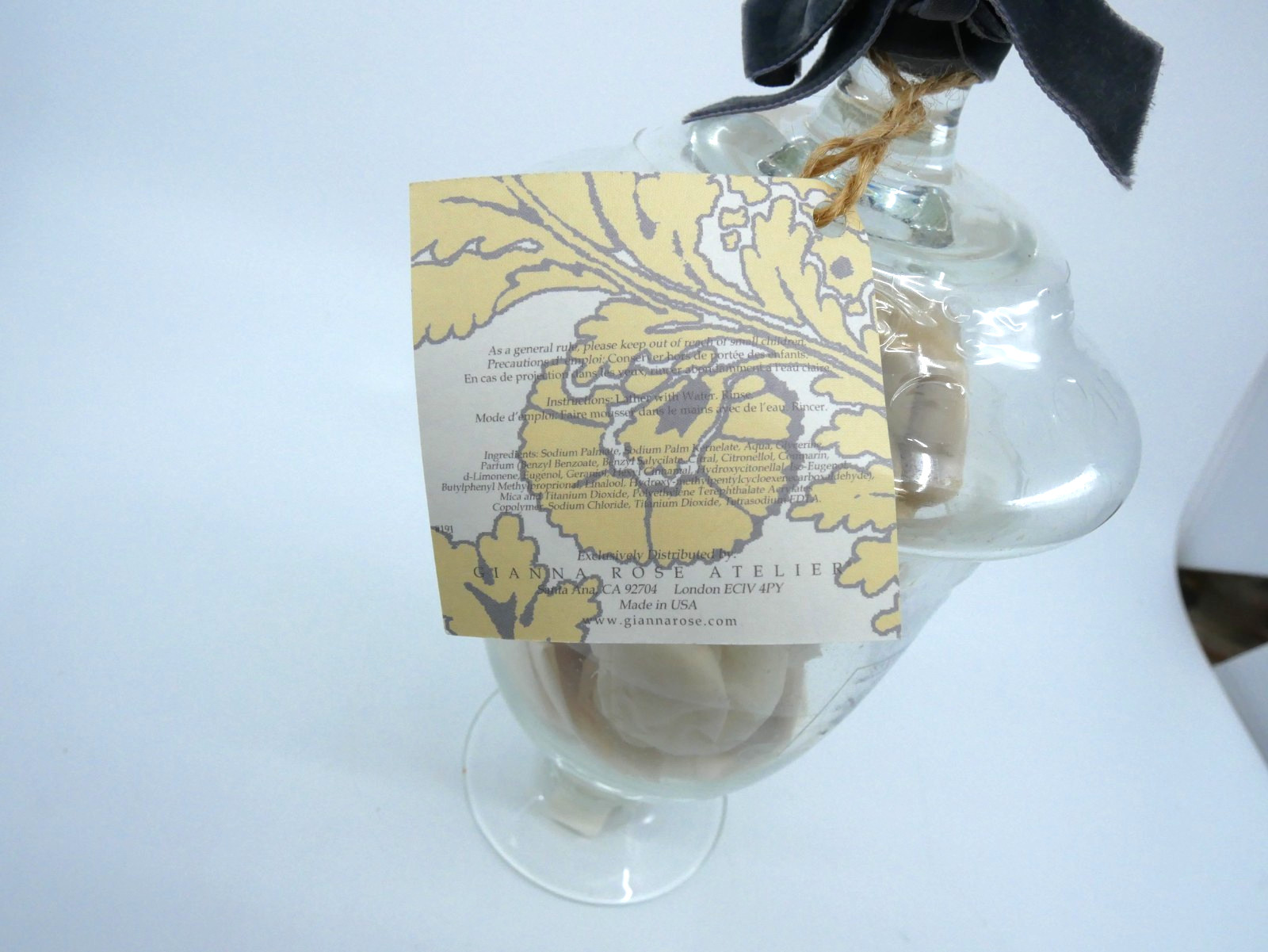 Gianna Rose Atelier Rose Soap Decor Apothecary Glass Jar 5 oz New