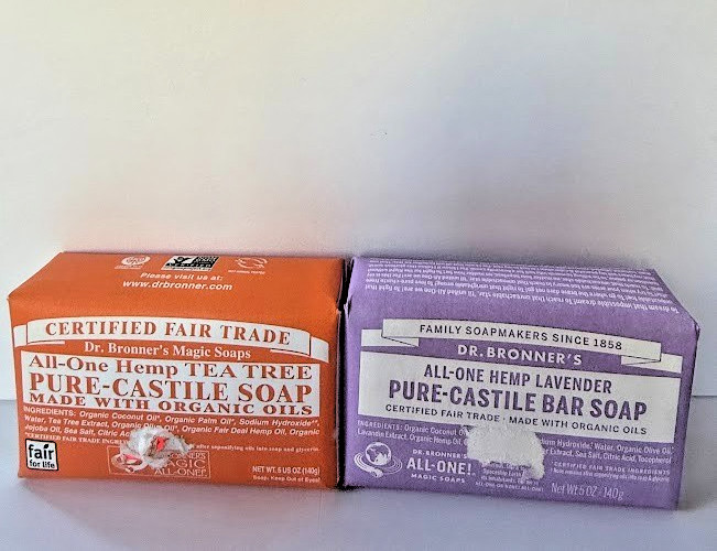 Dr. Bronner’s All-One Pure-Castile Bar Soap Hemp Tea Tree, Lavender 5 oz Each x2
